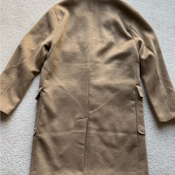 Abercrombie & Fitch Men Wool Blend Topcoat Top Mac Coat Jacket Tan Camel Beige L - Picture 12 of 14